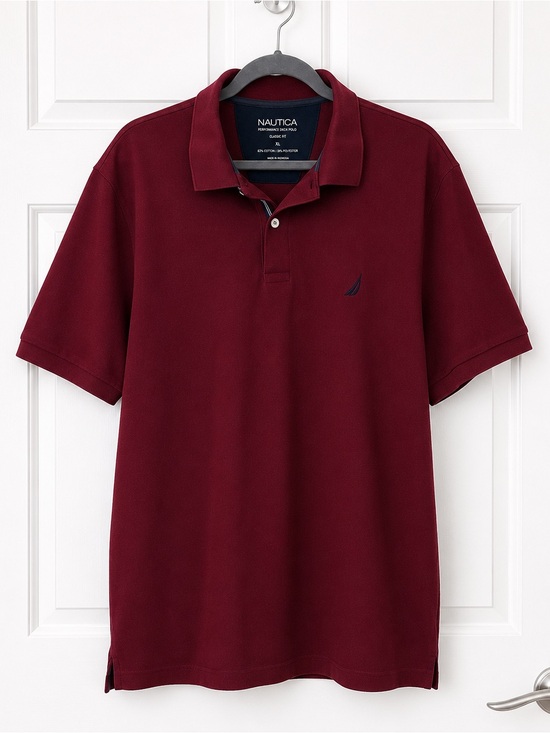 Nautica Other - Nautica Performance Deck Polo Shirt Burgundy Maroon Classic Cotton Blend Preppy